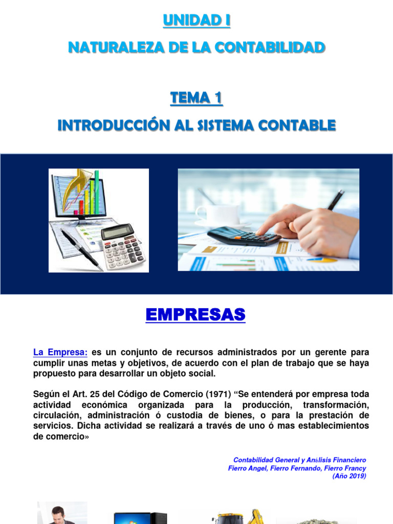 Unidad I De Introduccion A La Contabilidad Diapositivas Para La Clase