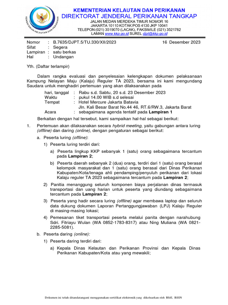 Undangan Evaluasi Kalaju 2023 | PDF