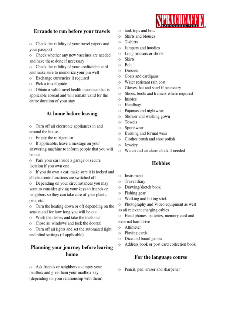 Packing_Checklist | PDF | Shaving