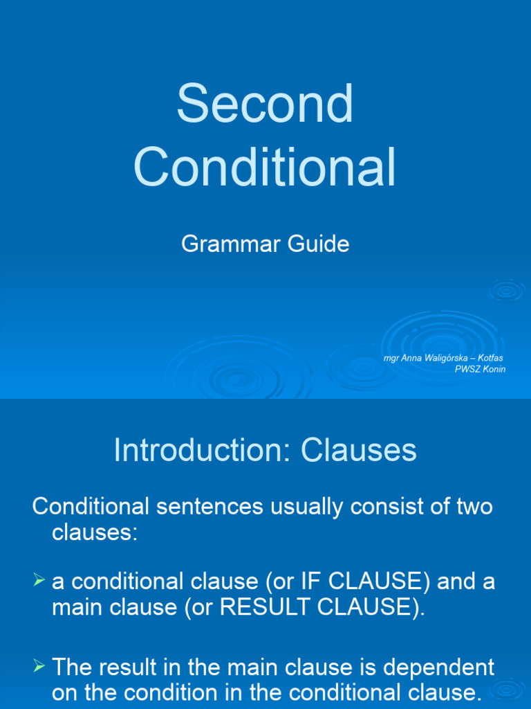 Conditional type 2nd pdf clause sentence linguistics 