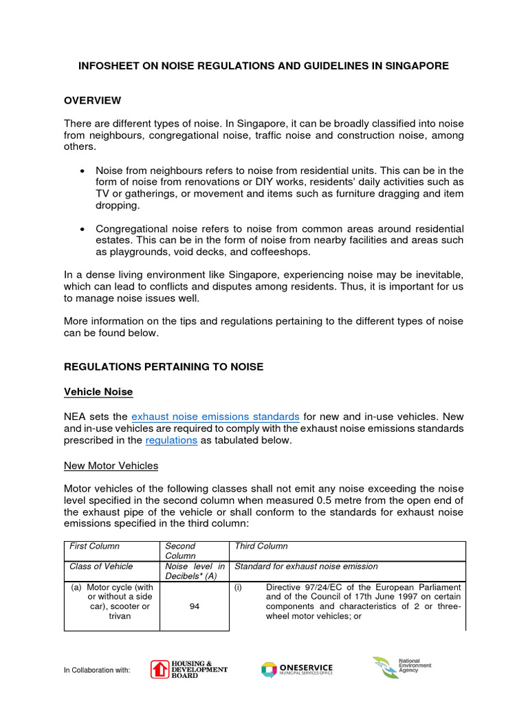 Singapore Residential Noise Regulations | PDF | Noise | Decibel