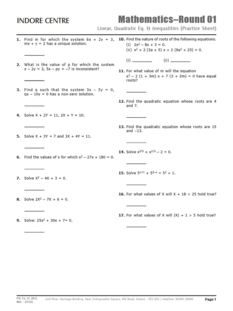 LQ - PS | PDF | Equations | Quadratic Equation