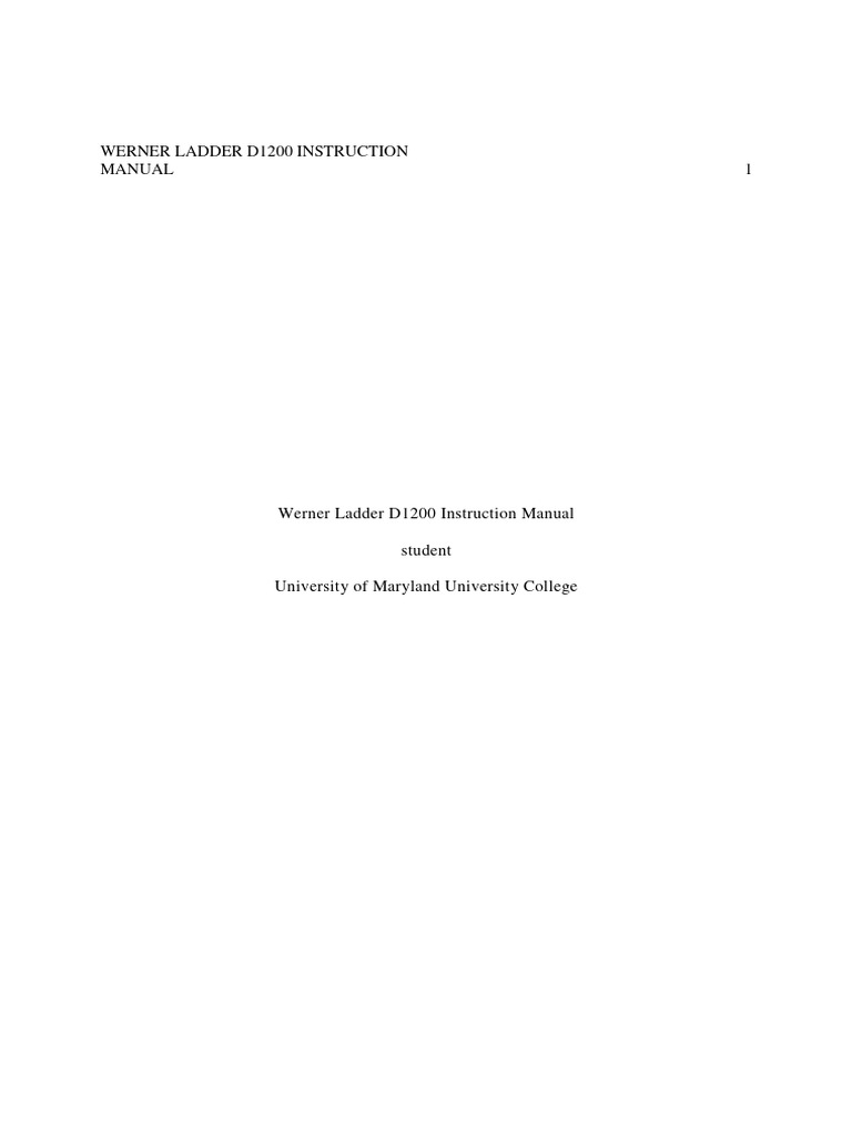 Sample Instructions Ladder Werner Pdf Ladder Shoe