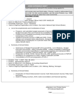 CS Form No. 212 Attachment Work Experience Sheet