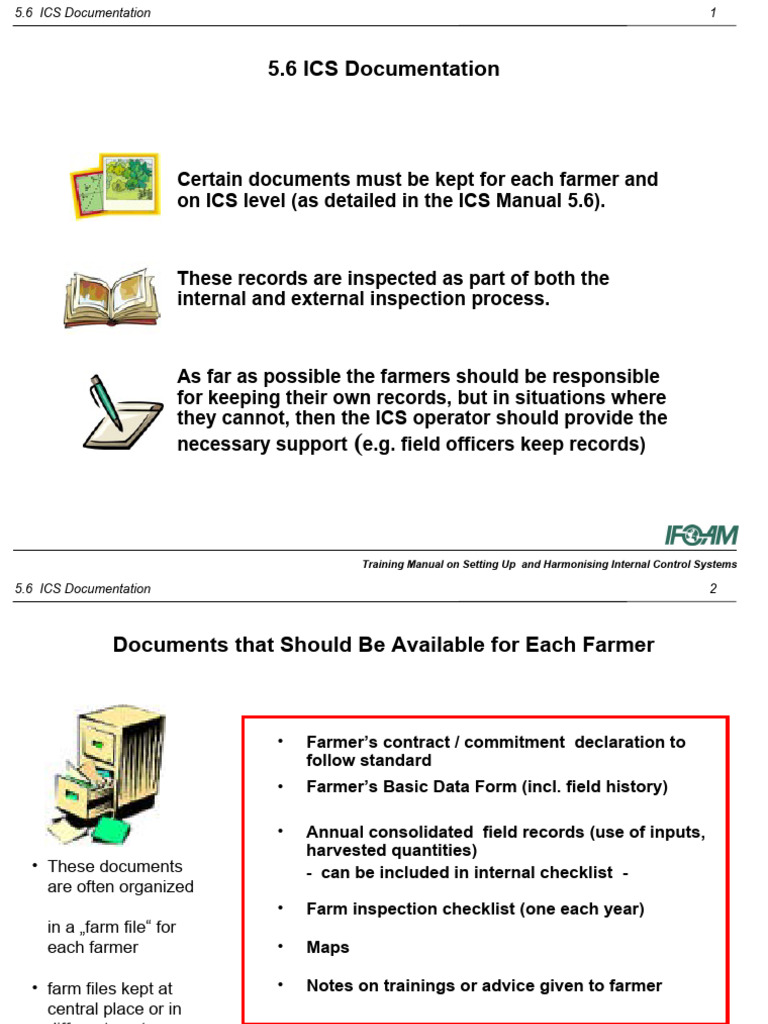 ICS Documentation for Farmers' Records | PDF | Farms | Farmer