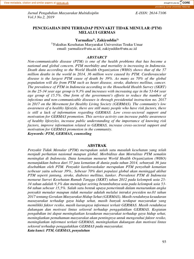 Jurnal Penyakit Tidak Menular 1 | PDF | Cardiovascular Diseases | Non