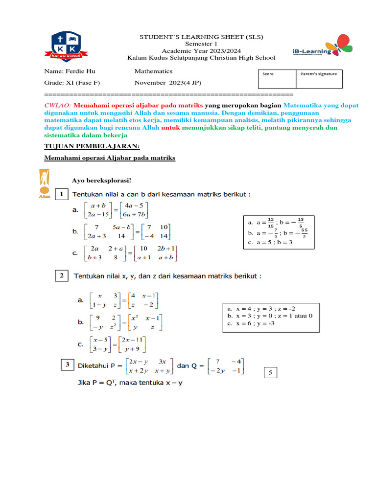 SLS Operasi Matriks | PDF