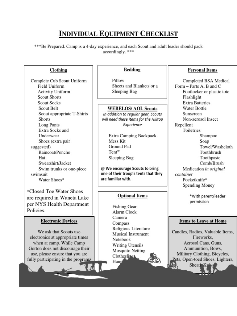 2022 Cub Adventure Camp Packing List PDF Clothing Consumer Goods