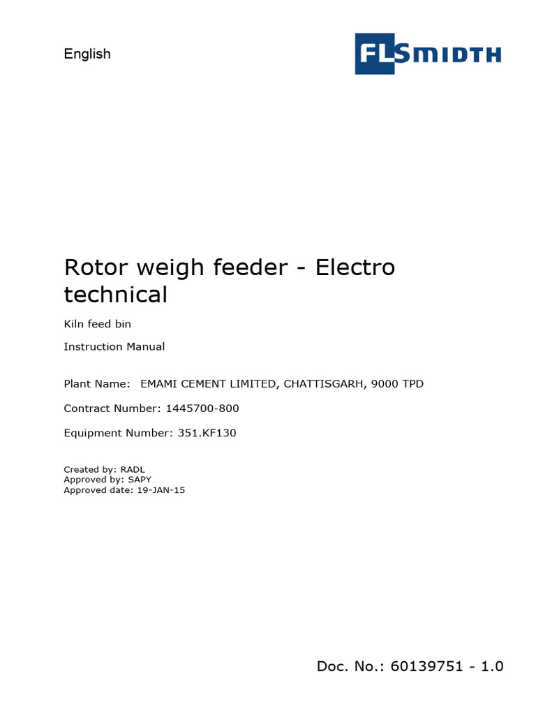 FRW Rotoscale Kiln Feed Main | PDF | Electrical Wiring | Power Supply