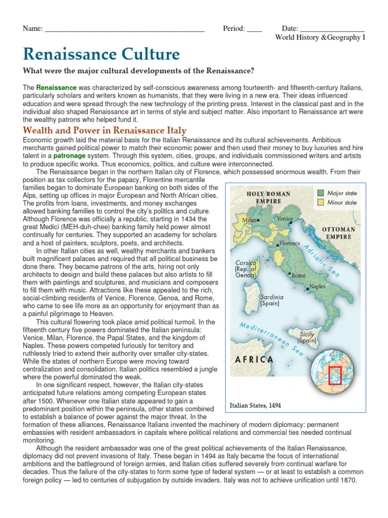 Renaissance Cultural Developments | PDF | Renaissance | Michelangelo