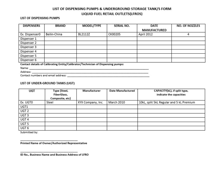 Dispensing Pumps & UGT Inventory List | PDF