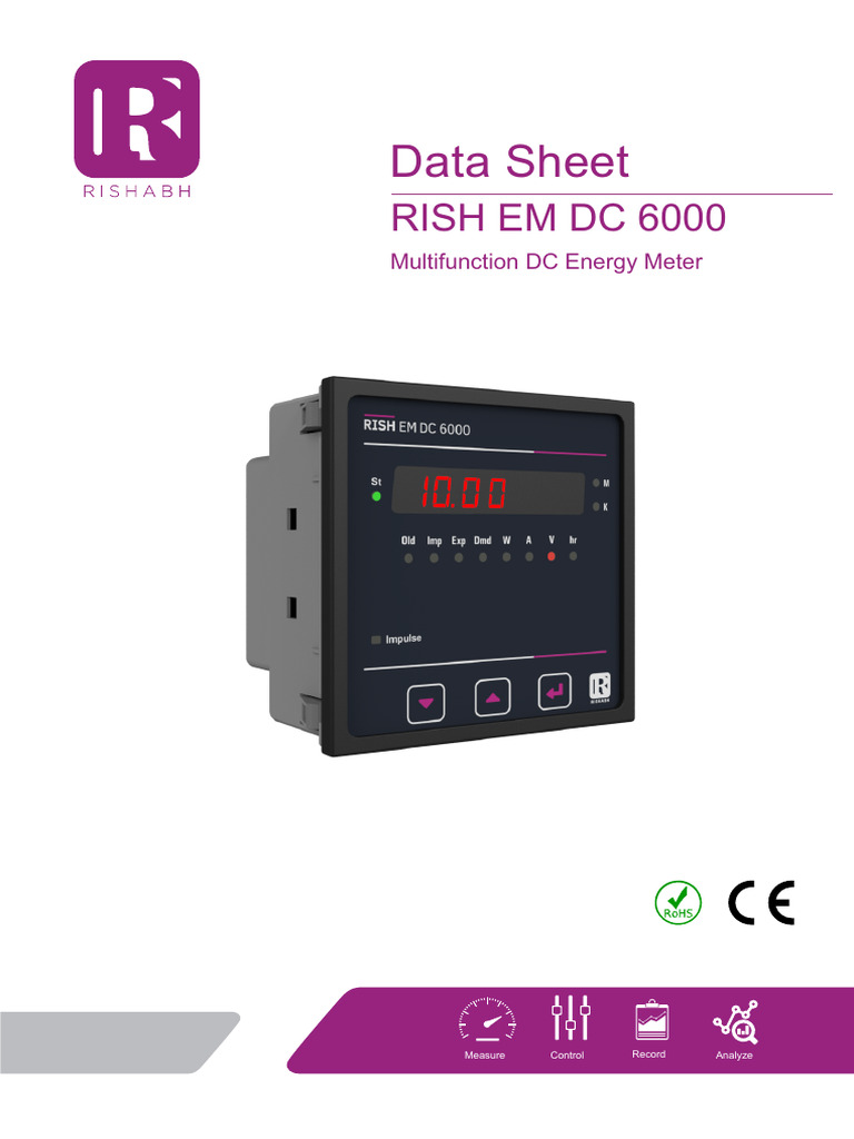 RISH EM DC 6000 Energy Meter Datasheet | PDF | Relay | Power Supply