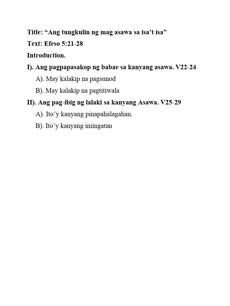 Ang Tungkulin NG Mag Asawa Sa Isa't Isa PDF