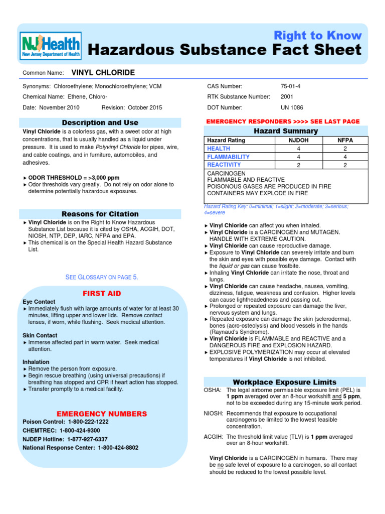 Hazardous Substance Fact Sheet PVC | Download Free PDF | Chlorine ...
