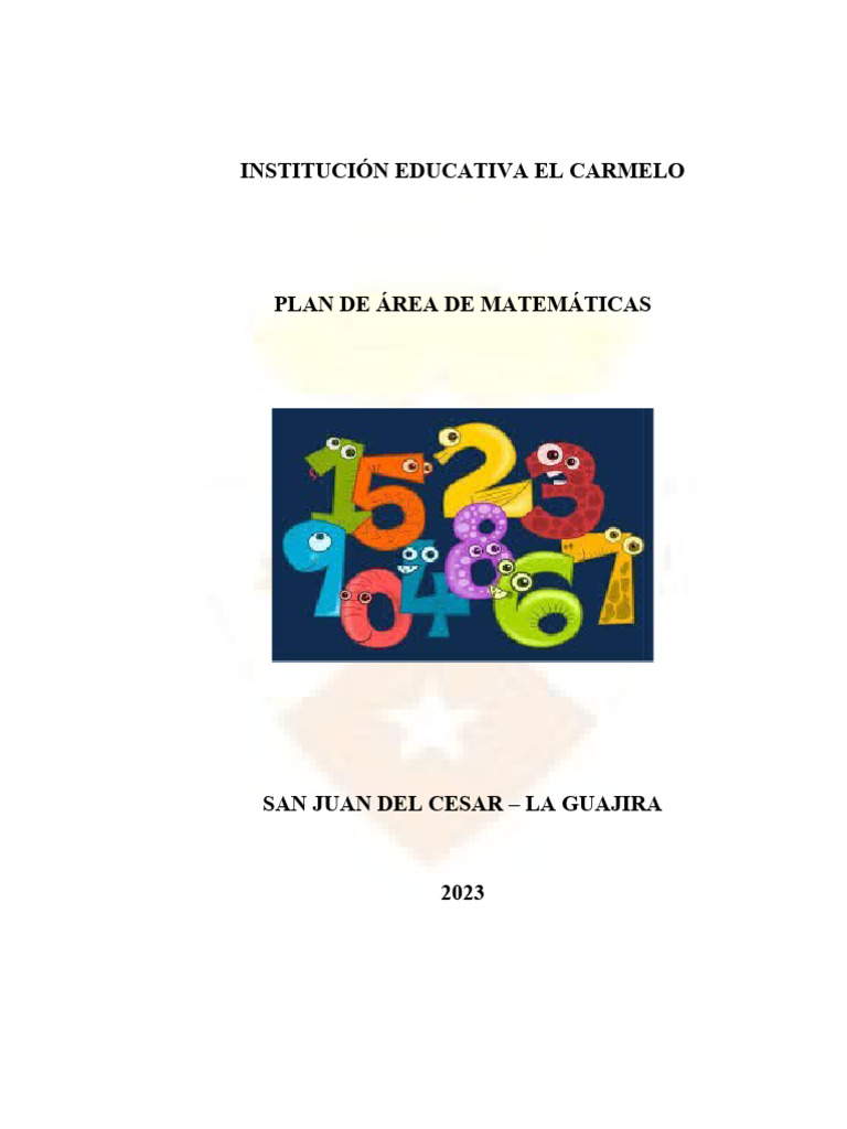 Plan de Area de Matematicas 2023 | PDF
