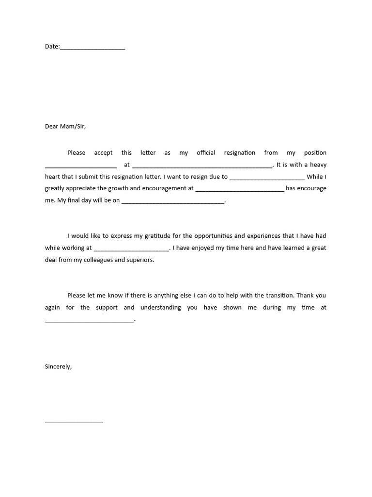 Resignation Template | PDF