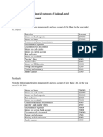 Financial Statements of Banking Co Problem 5