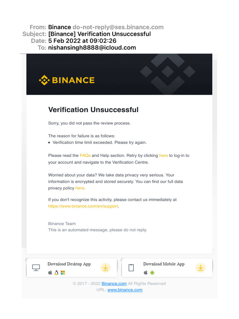 Verification Process Failed Notification | PDF