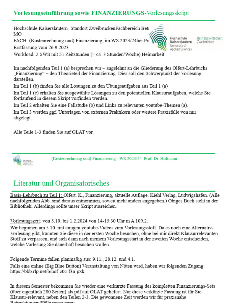 Teil+1+ (A) + +finanzierung Kurz Skript+WS+2023 24 (1) 3 | PDF