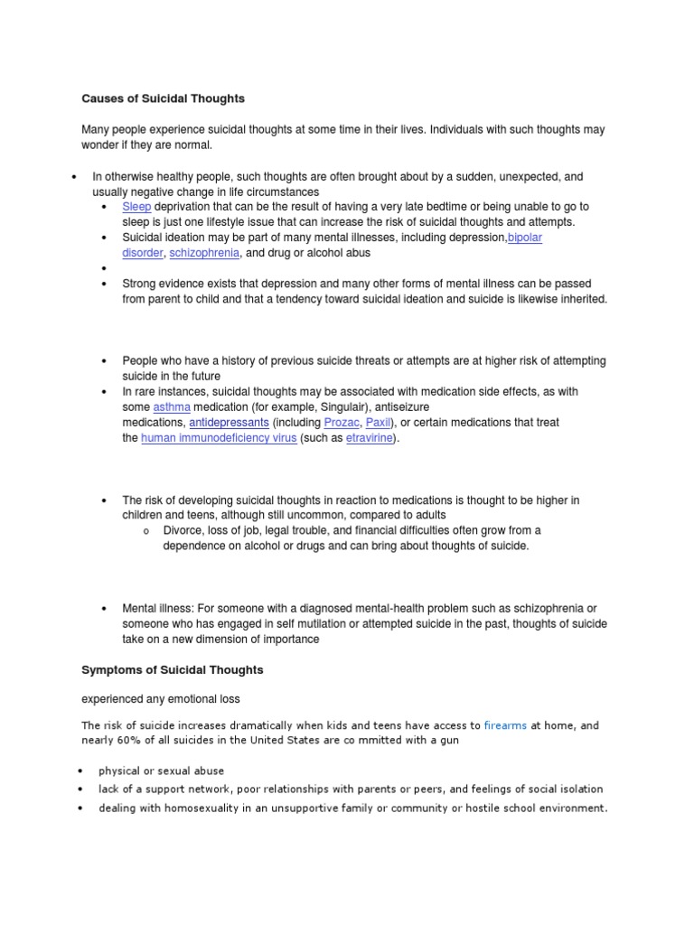 Causes of Suicidal Thoughts | PDF | Suicide | Religion And Belief