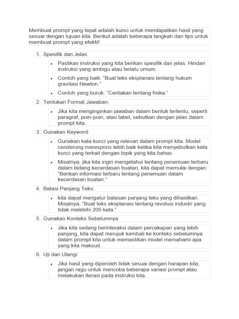 Cara Membuat Prompt AI Efektif | PDF