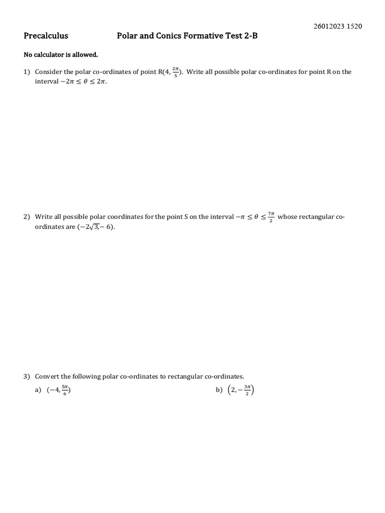 Polar and Conics Test Solutions | PDF | Differential Geometry | Geometry