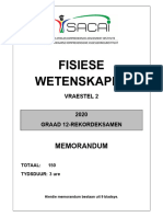 2020-FW-Graad 12-Rekordeksamen Memorandum - Vraestel 2