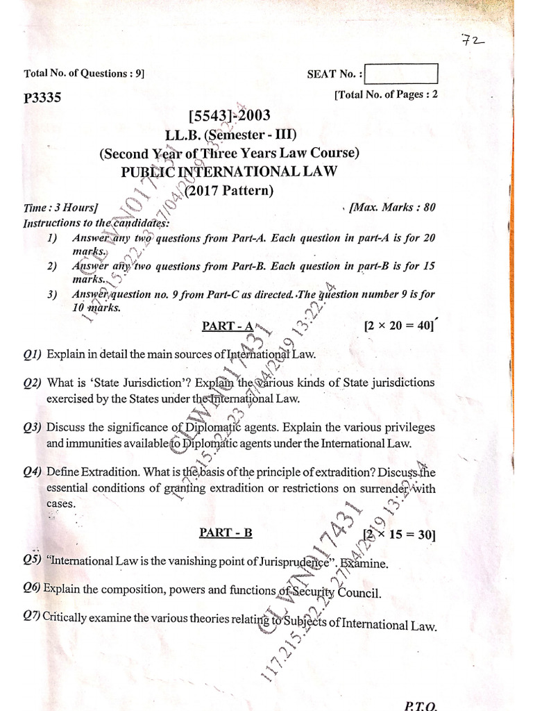 LLB2 SEM 3rd Question Paper LLB2 PDF