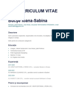 Curriculum Vitae Bucșe Ioana-Sabina: Descriere