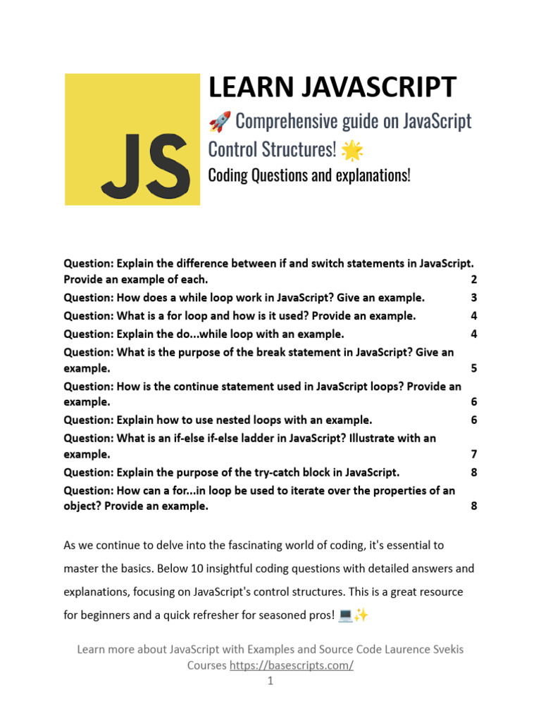 Control Structures | PDF | Control Flow | Java Script