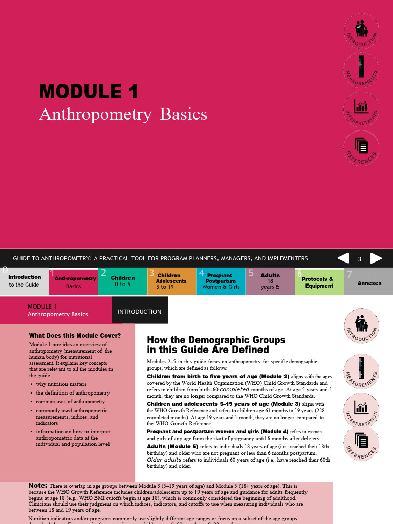 MODULE 1 FANTA Anthropometry Guide May2018 | PDF