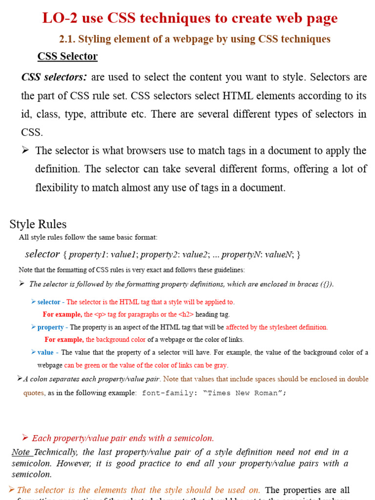 LO-2 Use CSS Techniques To Create Web Page: 2.1. Styling Element of A ...