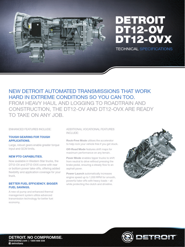 Detroit DT12 Specs PDF Truck Clutch