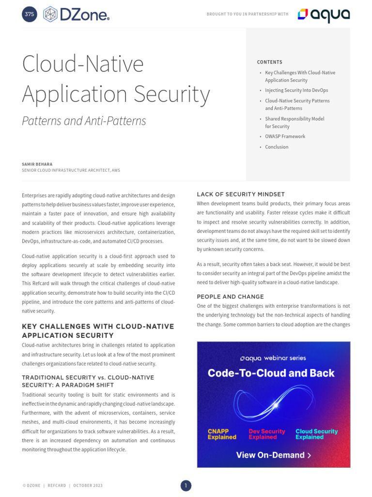Dzone RefCard Cloud Native | PDF | Security | Computer Security