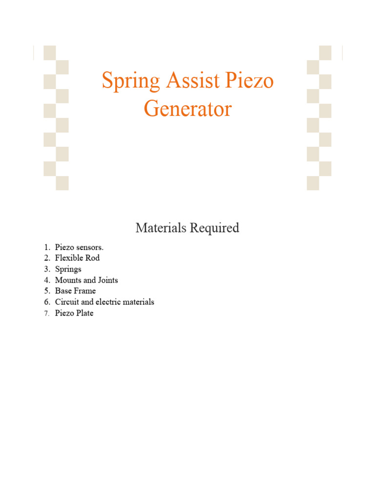 Spring Assist Piezo Generator | PDF | Piezoelectricity | Engineering