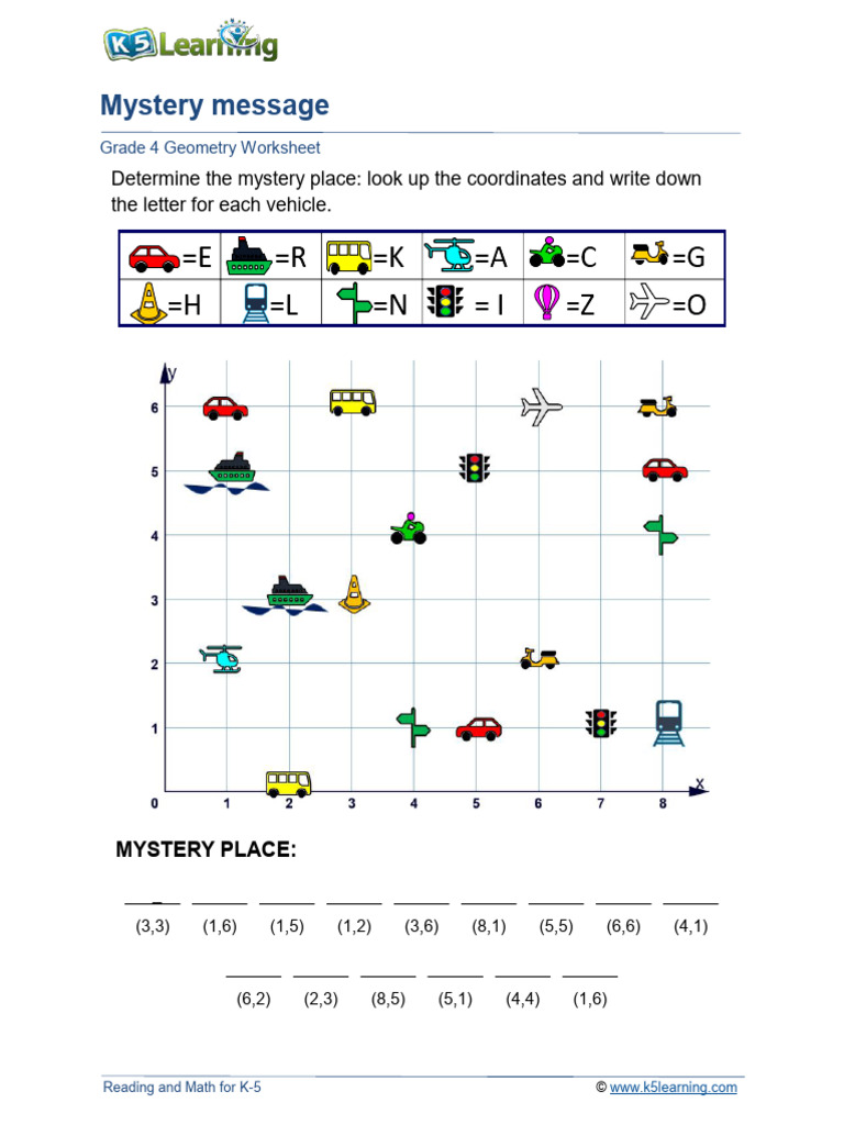 Grade 4 Coordinate Grid Worksheet | PDF