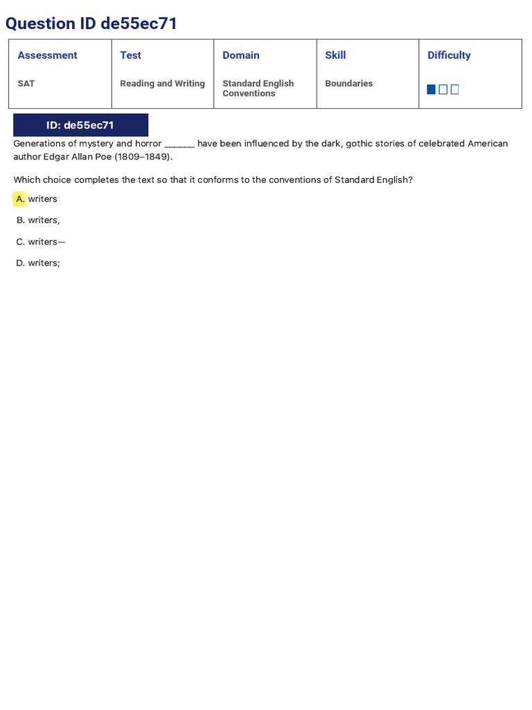 SAT Writing and Language Practice Questions | PDF