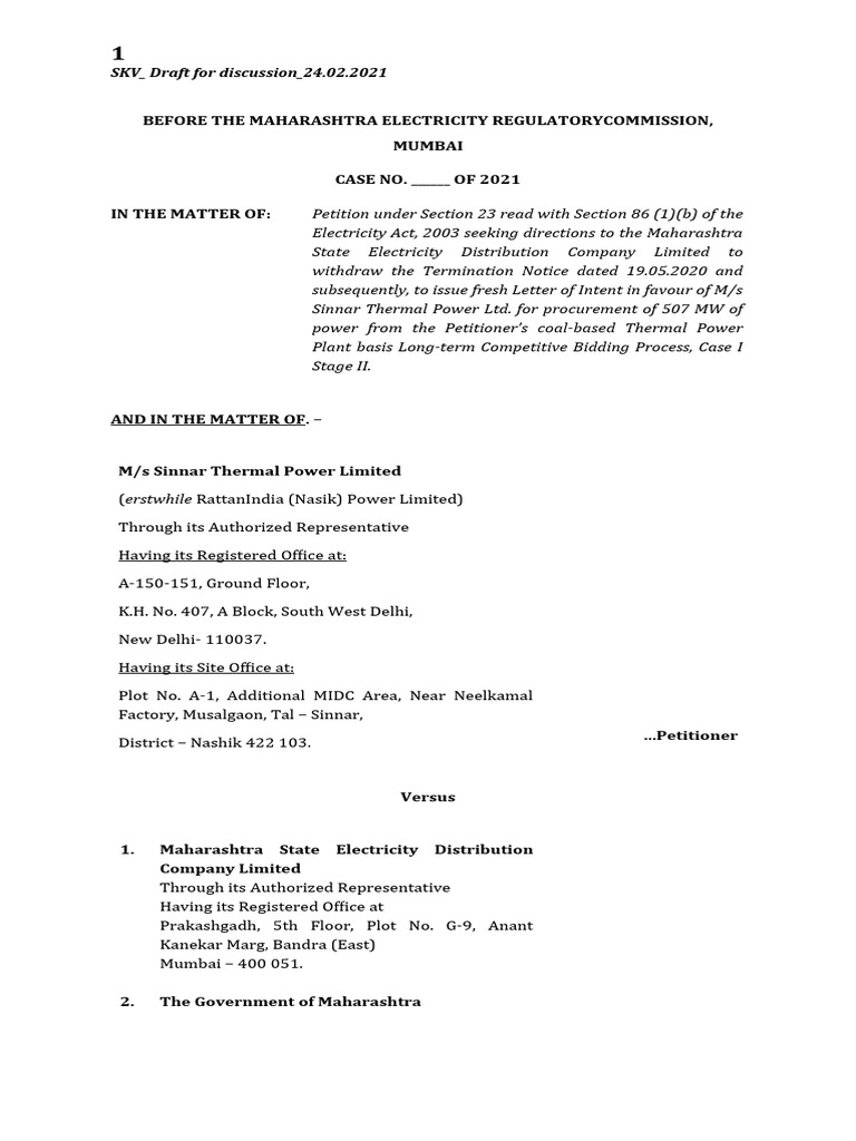 STPL Petition for Power Procurement Renewal | PDF | Electrical Grid ...