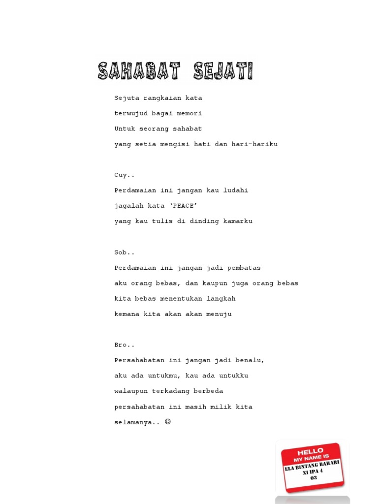 Puisi Sahabat Sejati Pdf