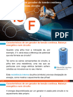 Características de Um Gerador de Tensão Contínua. Balanço Energético Num Circuito Elétrico