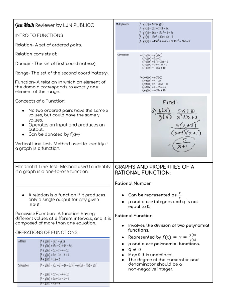 Gen Math | PDF | Function (Mathematics) | Asymptote