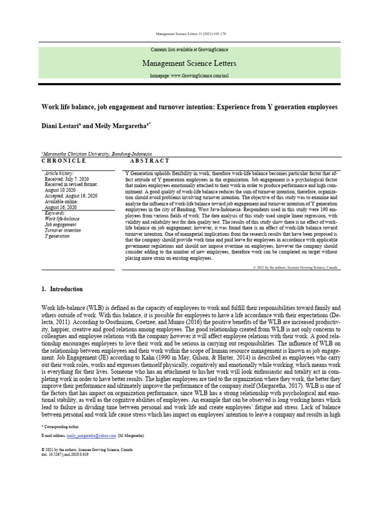 Work Life Balance Job Engagement and Turnover Inte | PDF | Employment ...