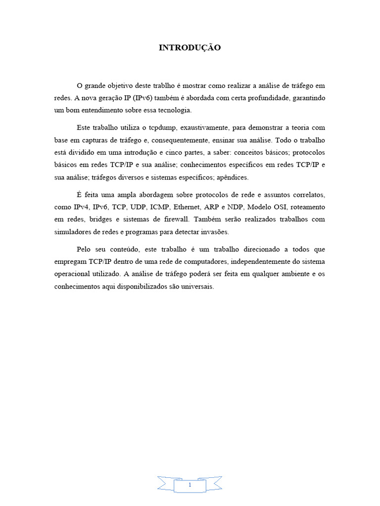 Análise de Tráfego em Redes TCP/IP | PDF | Protocolo de controle de ...