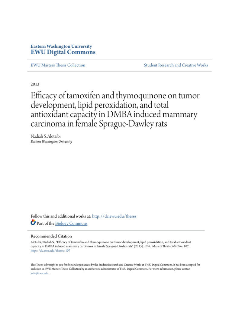Efficacy of Tamoxifen and Thymoquinone On Tumor Development Lipi | PDF ...