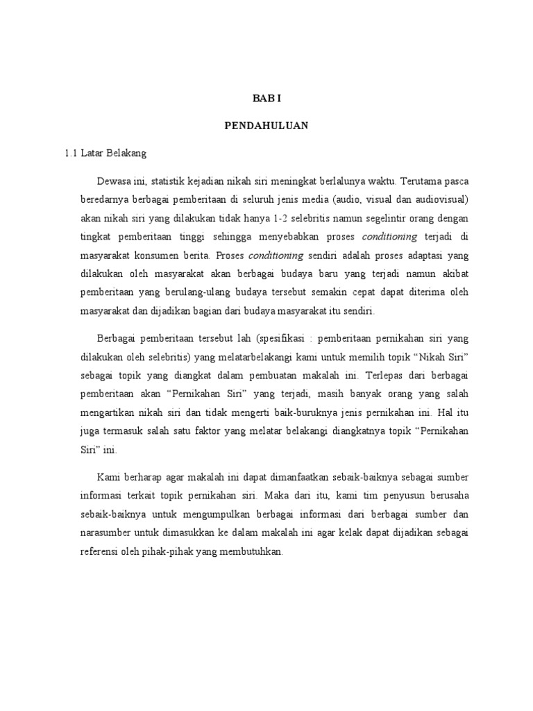 Makalah Nikah Siri Menurut Pandangan Islam