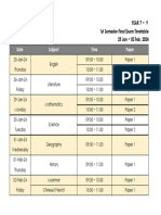 Year 7 - 9first Semester Fianl Exam Timetable 2024