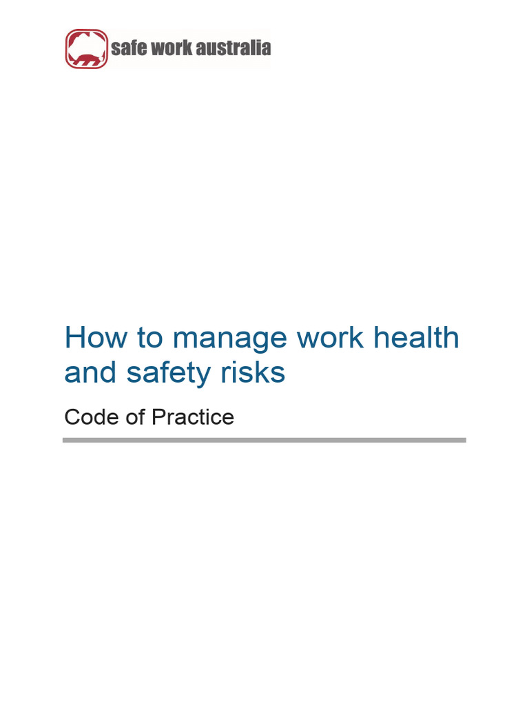 Code of Practice How To Manage Work Health and Safety Risks Download