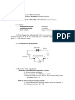 (V) Procedure of The Experiment: - Method of Controlling The Manipulated Variable: (I) Set Up Circuit As in Diagram