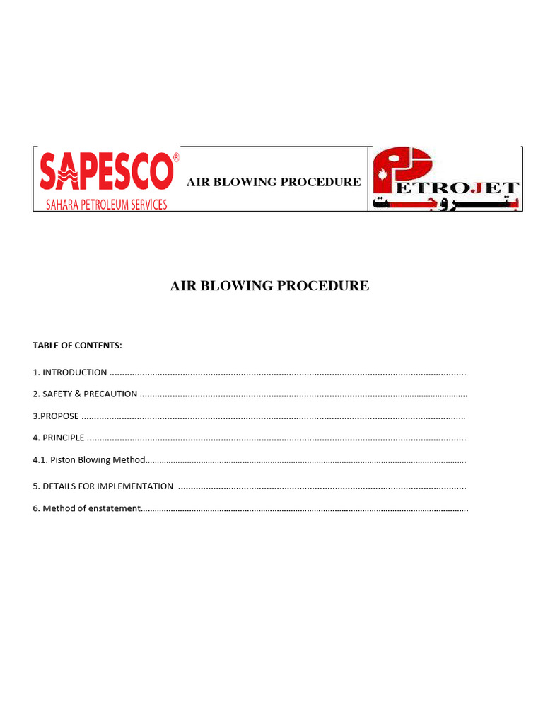 Air Blowing Procedure 2 PDF Pipe (Fluid Conveyance) Equipment