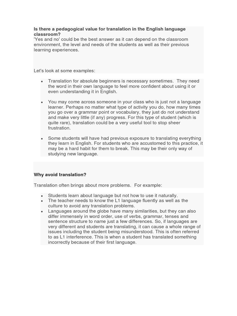 Pedagogical Value of Translation | PDF